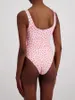 Women's Swimwear Pink One-piece Bow Polka Dot Print Swimsuit Bikini And Long Sleeve Covering Drape Seaside Cute Comfortable Vitality Female