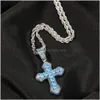 Pendentif Colliers Brillant Carré Zircon Croix Bijoux Hip Hop Hommes Femmes Amant Cadeau Religieux Drop Delivery Pendentifs Dhf02