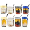 Storage Bottles Oats Jars With Lids And Spoon Food Container Glass Breakfast Cup Large Capacity Airtight Oatmeal Kitchen Tool