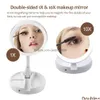 Miroirs Portable Led Lighted Makeup Mirror Vanity Compact Make Up Pocket Cosmetic 10X Loupes Vt00051 Drop Delivery Home G Dhkwy