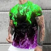 T-shirts pour hommes Bloc de couleur Flamme Imprimé Chemise pour hommes Extérieur Quotidien Manches courtes Hauts amples T-shirts décontractés Vêtements unisexe Grande taille