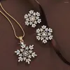 Colar brincos conjunto ins estilo para mulheres simples cheio de diamante liga floco de neve namorada presente do dia dos namorados