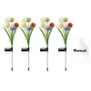 Garden Solar Light Waterproof Charging 5 Bulbs Landscaping Energy-Saving Decoration Realistic Flower Shape Patio Y