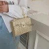 Bolsas de noite Rattan Straw Shoulder Bag Feminina Boho HandWoven Basket Messenger Pouch Summer Beach Square Box Tophandle Handle Handle Handle Handle para Lady Girls J230608