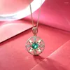 Pendant Necklaces Grandmother Emerald Round Lucky Wheel Colorful Treasure Women's Gold Plated Headpiece