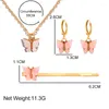 Ketting oorbellen set mode schattige multolor acryl vlinder voor vrouwen zoete meiden hanger haarspeld cadeaus