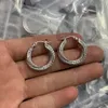 Nya Gold Hoops örhängen diamanter Feminin stil slät vita guldpläterade öronstänger lyxiga smycken E3029