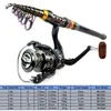 Rod Reel Combo Telescopic Fishing and Kit Spinning Gear Pole Set 230608