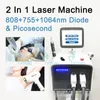 755 808 1064nm Laser a diodi Rimozione dei capelli Picosecond Rimuovi Rimozione del punto dell'età del tatuaggio Rimozione della linea degli occhi