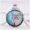 Pendant Necklaces Living Tree Of Life Beautifly Alloy Vintage Glass Cabochon Bronze Chain Necklace Accessary Nice Women Men Jewelry Dhvme