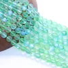 Perles Mat Givré Vert Flash Cristal Autrichien Pierre De Lune Paillettes Ronde Entretoise Lâche Pour La Fabrication De Bijoux Bracelets À Faire Soi-Même 6 8 10 MM