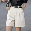 Vrouwen Shorts 2023 Vrouwen Ontspannen Rechte A-lijn Knop Zakken Zomer Vrouwelijke Effen Kleur Hoge Taille Office Casual Outfit W77