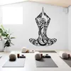 Vägg klistermärken vacker flicka meditation yoga posera lotus klistermärke spa skönhet salong klubb tränar rum hem dekor dekal y13