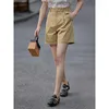 Vrouwen Shorts 2023 Vrouwen Ontspannen Rechte A-lijn Knop Zakken Zomer Vrouwelijke Effen Kleur Hoge Taille Office Casual Outfit W77