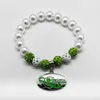 Strand magnifiquement fait à la main LINKS pendentif en métal émail sororité société blanc perle perle Bracelet Bracelet