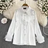 Blusas femininas coloridas penas nos punhos mangas compridas femininas roupas femininas brancas elegantes blusas femininas camisas femininas top