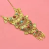 Pendant Necklaces Multilayer Colorful Acrylic Gemstone Moon Coin Tassel Necklace Retro Ethnic Bib Long Rivet Choker Collar Gypsy Jewelry