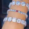 Urok bransoletki luksusowy pełny rhinestone wielki łańcuch tenisowy dla kobiet mężczyzn mody modyfikowana kwadratowa kryształowa bransoletka na dłoni biżuteria