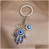 Kluczowe pierścienie cyrkon Turkish Evil Eye Blaki Lucky Blue Charm Chain Vintage Blucz dla mężczyzn Kobiet samochodowy wisiorek upuść je dhgarden dhlnk