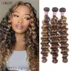 Hair Bulks P427 Highlight Loose Deep Wave Bundles Ombre Loose Wave Bundles Extension de cheveux humains 134 PCS Bundles de tissage brésilien Cheveux 230607