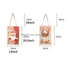 Julekorationer Merry Garden Flag Santa Claus Print Linen Hang Happy Year Banner Decoration DBC Drop Delivery Home Festive Par DH0UV