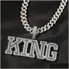 Pendant Necklaces Topbling Az Custom Name Letters Courf Zircon Can Choose Real Gold Plated Hip Hop Jewelry Drop Delivery Pendants Dhu4D