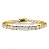 Tennis 3/4/5Mm Hip Hop Bracelets White Zircon Bling Shining 24K Gold Plated Bangle Jewelry Drop Delivery Dh4Fk