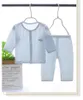 Rompers Baby Boys kläder Summer Long Seced Suit Spädbarn Solid Cotton Colothing Set Söta godisfärger Outfits Girl Pajama 230607