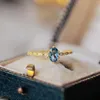 Обручальные кольца Lamoon Natural Topaz для женщин Gemstone Ring Blue 925 Серебряное серебро k Золотое обручание RI178 230608