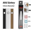 정통 최대 배터리 14mm 직경 카트리지 배터리 650mAh 예열 가변 전압 VV Vape PEN USB 패스 스루 공장 공급 장치가있는 510 카트