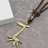 Colares com Pingente Vintage Metal Robô Girafa Colar Punk Trançado Ajustável Gargantilha Couro Homens Mulheres Jóias