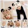 Basker tecknad halsduk hatt handskar uppsättningar kläder tillbehör tjocka hoodies vinterhandskar set panda vindtät