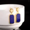 Dangle Oorbellen MIQIAO Natuursteen Lapis Lazuli S925 Zilveren Sieraden Damesmode Luxe Fijn 925 Pure Gecertificeerd