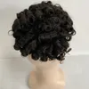 6 pollici Indian Virgin Human Hair Systems # 1b 20mm Curl Toupee 8x10 Mono Lace Unit per uomini bianchi