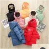 Piumino Neonati maschi Giacche Cappotti invernali Bambini spessi lunghi Capispalla caldi Capispalla con cappuccio per ragazze Tuta da neve Soprabito Vestiti Solid Dr Dht6K