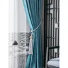 Cortinas de luxo europeias de alta precisão para sala de estar blackout quarto elegante tule tamanho personalizado janela padrão azul cinza