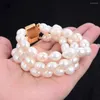 Strand GuaiGuai Bijoux 3 Brins Naturel 12MM Blanc Perle De Riz Bracelet Pour Les Femmes