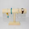 Jewelry Pouches 2-layer Solid Wood Bracelet Display Stand Watch Hand Ring Headband Storage Rack Home Decoration Store Retail
