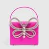 Evening Bags Rhinestones Butterfly Bow evening Bag Women designer Vintage party small flap box purse totes handbag 2022 hot pink black blue J230608