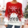 Women's Blouses Lady Christmas Top Colorful Blouse Snowflake Pattern Xmas Sweatshirt