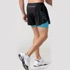 Andra sportvaror 2023 Sport Shorts Men Sportwear Double Deck Training Short Pant Summer 2 In 1 Beach Homme Clothing Gym Running 230607