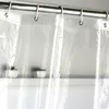 Duş Perdeleri Şeffaf Duş Perdeleri Basit Su Geçirmez Peva Banyo Perdesi Küfü Geçirmez Banyo Kapağı Yüksek Kalite 12 PCS Plastik Kancalar 230607