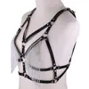 Other Fashion Accessories Decopunk Gothic Leather Harness Metal Chains Necklace Women Sexy Bra Top Chest Chain Belt Witch Punk Girl Festival Jewelry 230607