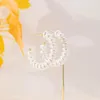 Hoop Earrings For Women Pearl Geometric C Alloy Resin Festive Parties In Europe And The United States