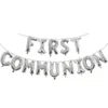 Andra evenemangsfestleveranser 1SET First Holy Communion Gold Balloons Bunting Banner religiös