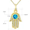 Pendentif Colliers ZEMO Fatima Main Collier Femmes Homme Opale Pierre Chaîne En Acier Inoxydable Palm Cristal Hamsa Chocker Bijoux