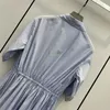 Dantel Kız Gevşek Milan Jersey Çizgili Tank Top A-line Kısa Kollu Uzun High End SR1T ile Pist Elbiseler Tasarımcı Kadınlar Elbise Tee Gömlek