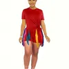 Women Tracksuits Two Pieces Set Designer 2023 New Short Sleeve Colorful Tassel Shorts Sportsuits 5 Colours