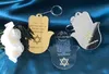 Karty pozdrowienia Bar mitzvah akryl Hamsa Custom10pcs zielone liście akrylowe karty modlitewne Hamsa hebrajska karta przezroczysty hebrajski wystrój 230607