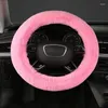 Ratthjul täcker plyschtäcke Set Real Sheepskin Auto Warm Fluffy Fuzzy Car Seat Cushion Accessories for Women Girl